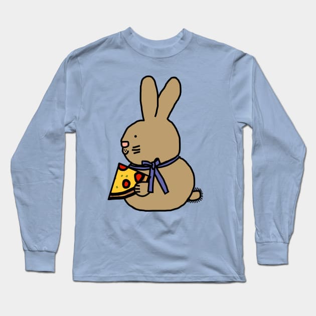 Cute Bunny Rabbit with Pizza Slice Long Sleeve T-Shirt by ellenhenryart